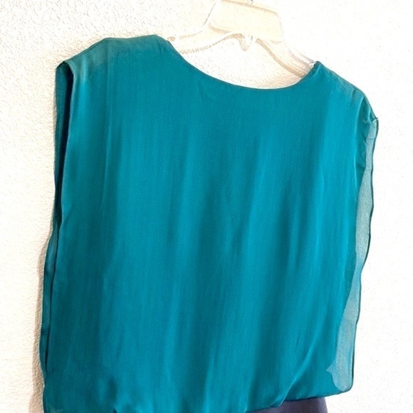 Parker Woman Green Silk & Black Leather Combo Mini Dress Size S - Picture 5 of 15